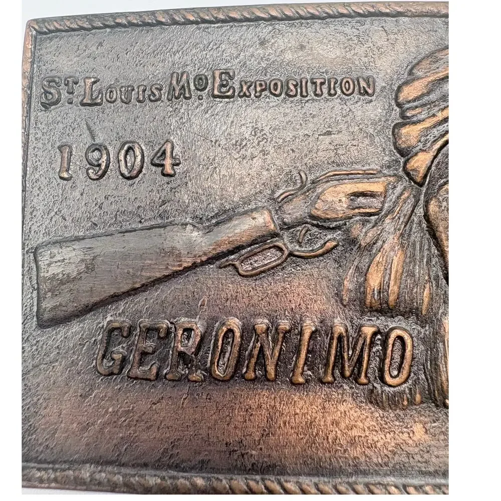 St. Louis Geronimo Exposition Belt Buckle in Brass-tone